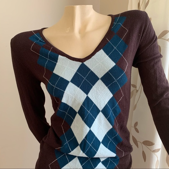🦋✨ 2/15$ TOPS ✨🦋 Argyle thin sweater - Picture 2 of 5